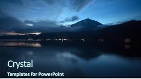  Presentation with volcano - Amazing slide set having sunrise over lake batur a volcano crater lake in bali island backdrop and a navy blue colored foreground