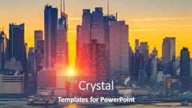  Presentation with manhattan - Theme having sunrise-over-manhattan-in-new background and a ocean colored foreground