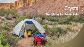  Presentation with tent - Cool new presentation with sunrise over river camping in canyonlands national park- a tent with canoe paddle and waterproof bags on the shore of green river backdrop and a coral colored foreground