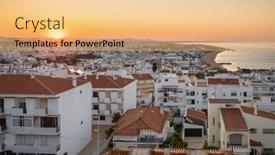  Presentation with sunrise - PPT layouts featuring sunrise-over-the-albufeira-resort background and a  colored foreground