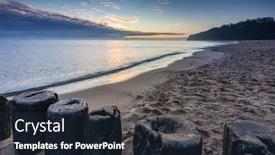  Presentation with sunrise - PPT theme enhanced with sunrise-over-the-beach background and a wine colored foreground