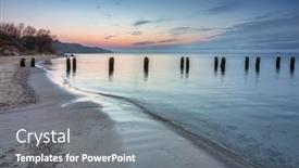  Presentation with sunrise - PPT layouts featuring sunrise-over-the-beach background and a  colored foreground