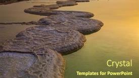  Presentation with foggy water sunrise - Slide set with sunrise-over-the-dead-sea background and a tawny brown colored foreground