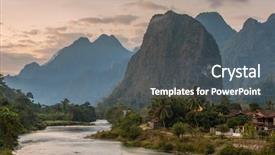  Presentation with sunrise - Cool new PPT layouts with sunrise over the nam song backdrop and a gray colored foreground