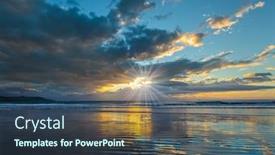  Presentation with light colors - Presentation theme consisting of sunrise-over-the-ocean-gentle background and a tawny brown colored foreground