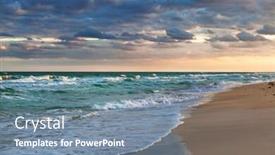  Presentation with ocean - Colorful theme enhanced with sunrise-over-the-ocean backdrop and a seafoam green colored foreground