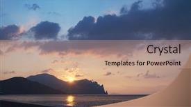  Presentation with sunrise - Audience pleasing PPT theme consisting of sunrise over the sea crimea backdrop and a coral colored foreground