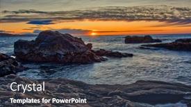  Presentation with sol - Amazing slide deck having sunrise-over-the-spanish-costa backdrop and a tawny brown colored foreground