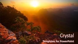  Presentation with sunrise on mountain - Colorful PPT layouts enhanced with sunrise over valley with limestone backdrop and a wine colored foreground