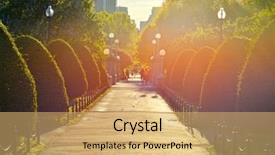  Presentation with crossing bridge - Audience pleasing presentation consisting of sunrise people crossing lagoon bridge backdrop and a yellow colored foreground