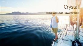  Presentation with water ocean - Cool new theme with sunrise sailing man on boat backdrop and a lemonade colored foreground
