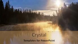  Presentation with serene - Slide set having sunrise-scene-on-beautiful-serene background and a coral colored foreground