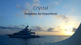  Presentation with ship - Amazing presentation theme having sun rise dramatic orange sky - sunrise ship backdrop and a light blue colored foreground