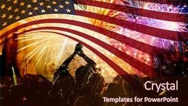  Presentation with independence day - Amazing theme having flash free - celebratory fireworks and crowd backdrop and a wine colored foreground