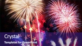  Presentation with independence day - PPT theme having flash free - celebratory fireworks and crowd background and a navy blue colored foreground