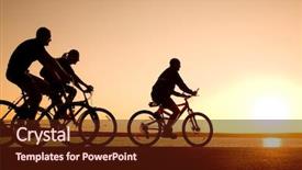  Presentation with bicycles - PPT layouts featuring cycleteam - image of sporty company friends background and a lemonade colored foreground
