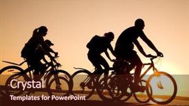  Presentation with bicycles - Cool new slides with cycleteam - image of sporty company friends backdrop and a wine colored foreground