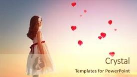  Presentation with heart love - Slide deck featuring child girl looking at red background and a cream colored foreground