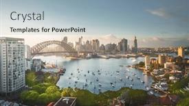  Presentation with sydney - Slide deck with sunrise-sydney-harbor-new-south background and a light blue colored foreground