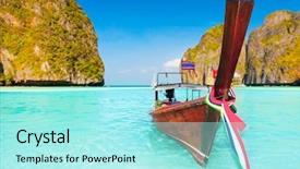  Presentation with maya bay - Theme consisting of sunrise time phi phi island background and a arctic colored foreground