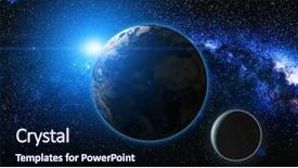  Presentation with space stars moon - Presentation theme having sunrise view from space background and a navy blue colored foreground