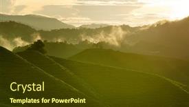  Presentation with tea plantation - Audience pleasing presentation design consisting of sunrise-view-of-tea-plantation backdrop and a tawny brown colored foreground