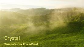  Presentation with tea plantation - Presentation design enhanced with sunrise-view-of-tea-plantation background and a tawny brown colored foreground