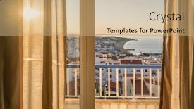  Presentation with morning sunrise - PPT theme consisting of sunrise-view-of-the-albufeira background and a coral colored foreground