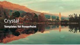  Presentation with china - PPT layouts featuring sunrise with lake reflections in dali yunnan china background and a tawny brown colored foreground