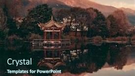  Presentation with china - Audience pleasing slide set consisting of sunrise with lake reflections in dali yunnan china backdrop and a wine colored foreground