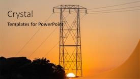  Presentation with los angeles - Colorful PPT theme enhanced with sunrising-below-hilltop-electric-power backdrop and a coral colored foreground