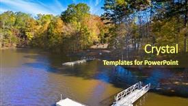  Presentation with fall lake - Presentation theme with suns sets on a lake background and a tawny brown colored foreground