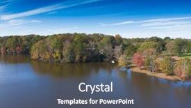  Presentation with fall lake - Audience pleasing presentation theme consisting of suns sets on a lake backdrop and a dark gray colored foreground