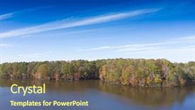  Presentation with fall lake - Slides consisting of suns sets on a lake background and a tawny brown colored foreground