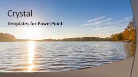  Presentation with fall lake - PPT theme with suns sets on a lake background and a light blue colored foreground