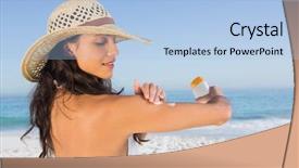  Presentation with graduation ceremony graduation caps hat - Presentation design with sunscreen - attractive brunette with straw hat background and a light blue colored foreground