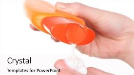  Presentation with sunscreen - PPT theme with sunscreen - bottle of suntan cream background and a sky blue colored foreground