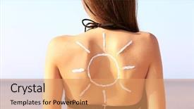  Presentation with sunscreen - Audience pleasing PPT theme consisting of sunscreen on back sea backdrop and a coral colored foreground