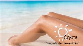  Presentation with cancer care - Presentation theme featuring sunscreen sun drawing lotion background and a coral colored foreground