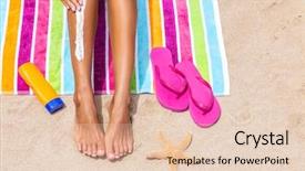  Presentation with lotion - Theme featuring sunscreen woman applying sun tan background and a lemonade colored foreground