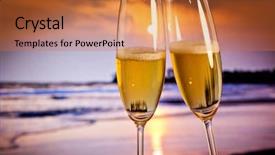  Presentation with tropical beach sunset - Slides having sunset - exotic new year background and a red colored foreground