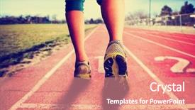  Presentation with woman in pain - Theme with sunset - healthy lifestyle concept done background and a coral colored foreground