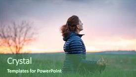  Presentation with mental health - Beautiful PPT theme featuring sunset - mindfulness meditation mental backdrop and a ocean colored foreground