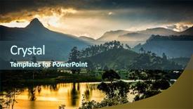  Presentation with tea - Slide set consisting of sunset - sri pada peak background and a ocean colored foreground