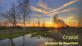  Presentation with gloomy - Slides with sunset above gloomy spring lake photographed in the forest in russia in the 60 km from moscow background and a tawny brown colored foreground
