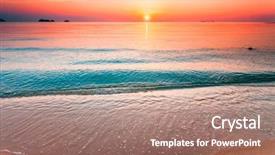  Presentation with sunset beach - Theme featuring sunset above the sea view background and a coral colored foreground
