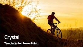  Presentation with mountain bike - Colorful presentation theme enhanced with sunset active lifestyle concept free backdrop and a black colored foreground