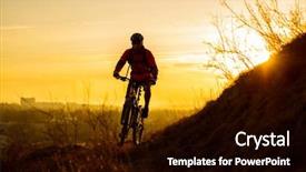  Presentation with mountain bike - Cool new presentation theme with sunset active lifestyle concept free backdrop and a black colored foreground