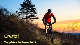  Presentation with mountain bike - Audience pleasing presentation theme consisting of sunset active lifestyle concept free backdrop and a wine colored foreground