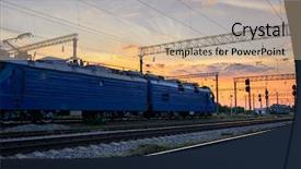  Presentation with transportation infrastructure - Slide deck with sunset and colorful sky train background and a soft green colored foreground